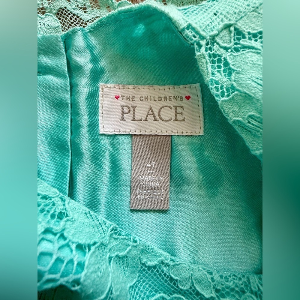 🌸 The Children’s Place Girls 4T Teal Lace Dress | Party / Easter / Wedding 🌸 - Picture 3 of 4